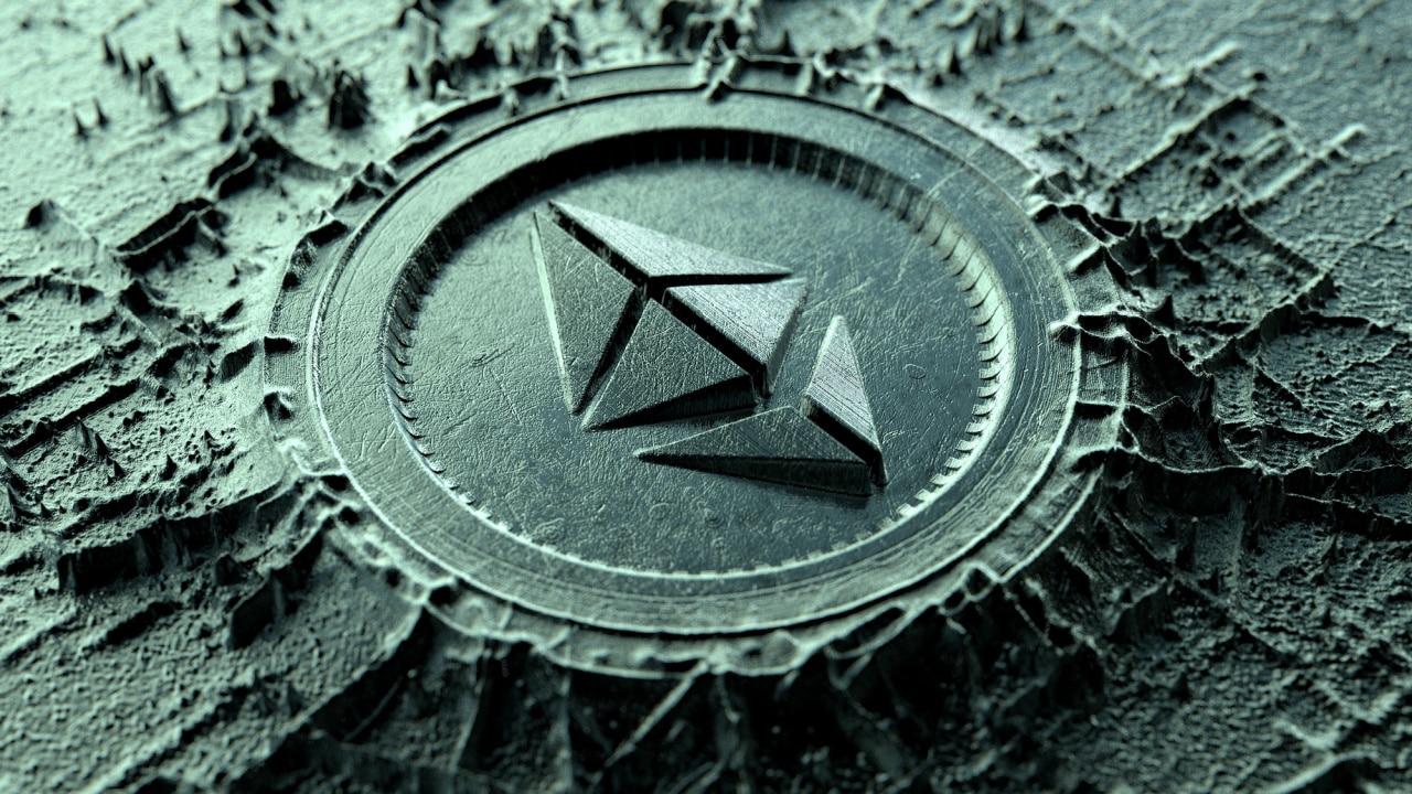simbolo do eth, criptomoeda do ethereum, cunhado em areia verde